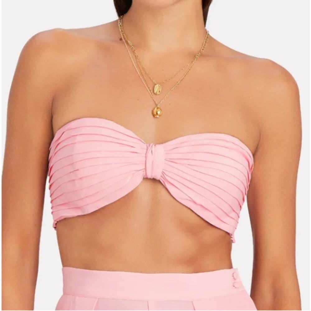 NWT Ronny Kobo Mayah Bandeau Crop Top in Petal Pink - Picture 2 of 8